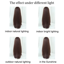 26 英寸深棕色長直劉海假髮，可耐熱合成纖維天然逼真女士日常假髮 - Dark Brown - 查看 6