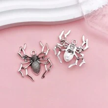 10/13入組蜘蛛吊墜混合款式萬聖節蜘蛛網銀古董吊墜，適用於製作手鍊項鍊 - 均碼 - 查看 9