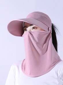 1 件多功能遮阳透气面罩速干帽，女士夏季骑行电动自行车太阳帽，面罩冰丝面罩，可拆卸面纱户外太阳帽，防紫外线大帽檐镂空太阳帽滑雪面罩