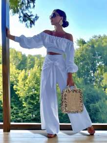 Women Two-Piece Outfits - Sky Blue - View 2
