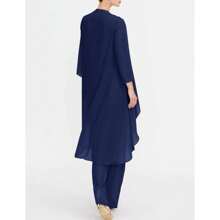 Chiffon Mother Of The Bride Pantsuit 3 Piece Wedding Formal Dress Suit Evening Gown - 藏蓝色 - 查看 5