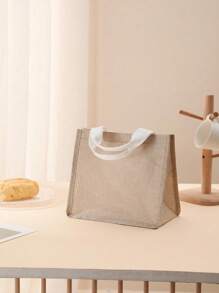 1 pièce Sac en canevas de lin personnalisé, design unique (photo, paysage, illustration, nom), pliable, grande capacité, léger, à la mode, sac fourre-tout personnalisé, sac à épaule, sac de courses décontracté, sac de rangement