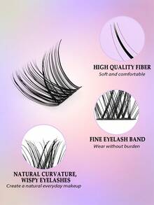 Asiteo 168 Pcs Faux Mink Eyelashes Wispy DIY Cluster Lashes Mix Size Natural Thick Eyelashes Extension 3D Curl Individual Natural Daily Makeup Look With Tool Brush - 彩色 - 查看 5