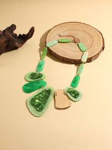 1 件不对称形状欧美风格优雅女士项链，树脂亚克力时尚百搭项链 - 幾何形 - 查看 4