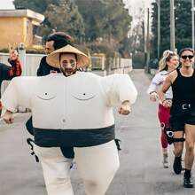 Sumo Inflatable Costumes Sumo Fighter Inflatable Christmas Wrestling Party Role Play Dress Up For Adult Cosplay Halloween - Brown - View 3