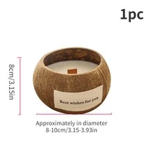 1入椰子碗香氛蠟燭，木製魔鬼香氛蠟燭，適用於攝影周年紀念日生日約會氛圍裝飾，家居、房間、婚禮、辦公桌裝飾，芳香療法聖誕禮物 - 棕色 - 查看 2