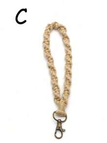 1pc Minimalist Woven Keychain For back to school - Khaki - View 18