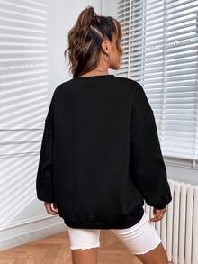 定制圣诞/感恩节礼物，个性化女士圆领卫衣 - 添加您自己的照片（全家福/自拍）设计您的专属个性化印花，个性化礼物，嘉年华服装圣诞T恤，长袖衬衫，女童秋装，女士冬装，送给家人、朋友、年轻人的理想礼物，粉色系女孩周年纪念礼物，女装，时尚秋季，实用时尚，秋季新款女装，本地潮流，图案印花，休闲装SS黑色 - 黑色 - 查看 5