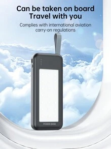 1 Pc 10000/20000/30000mAh 22.5W Combined Capacity Portable Power Bank With LED Strong Light, Built-In Charging Cable, Compatible With Type-C/Lightning/Micro Charging Outputs