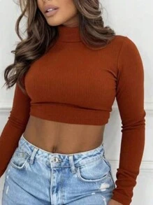 Women Tops - Rust Brown - View 2