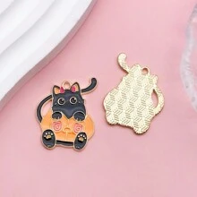 5/10入組萬聖節貓咪吊飾，卡哇伊鬼魂南瓜糖果黑貓吊飾，卡通動物寵物貓咪吊飾，適用於批量製作首飾