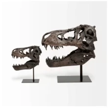 Soporte de exhibición del cráneo fósil de Tiranosaurio Rex jurásico, modelo de esqueleto de hueso, regalo para hombres, accesorio decorativo - Negro - Ver 9
