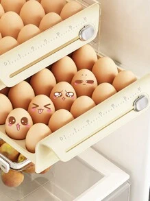 1層/2層，蛋類儲存盒，可堆疊的PET蛋類儲存組，多層蛋托容器，抽屜式蛋類儲存組織架，透明保鮮整理盒，適用於廚房及冰箱使用