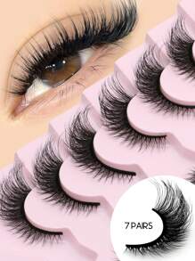 GROINNEYA 7 对猫眼睫毛仿貂睫毛狐狸眼假睫毛翼状眼睫毛延长睫毛延长柔软自然浓密睫毛日常派对旅行必备化妆工具（QX01）条状睫毛，睫毛，睫毛，假睫毛 - 黑色 - 查看 3