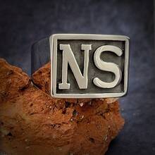1pc Stainless Steel SO NS Hip Hop Ring, Fashionable Unisex Design, Great Gift For Friends, Dad, Coworkers - Black - View 2