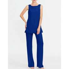 Chiffon Mother Of The Bride Pantsuit 3 Piece Wedding Formal Dress Suit Evening Gown