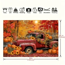 1 件，秋季森林卡车摄影背景，秋收南瓜枫叶派对照片背景背景派对装饰背景，派对照片背景桌横幅超大墙壁装饰道具派对用品，圣诞节 - 彩色 - 查看 2
