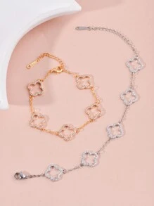 1pc Lucky Four-Leaf Clover Stylish Women's Bracelet With Cubic Zirconia, Surprise Gift For Valentine's Day, Birthday, Mother, Girlfriend, Daughter Valentines