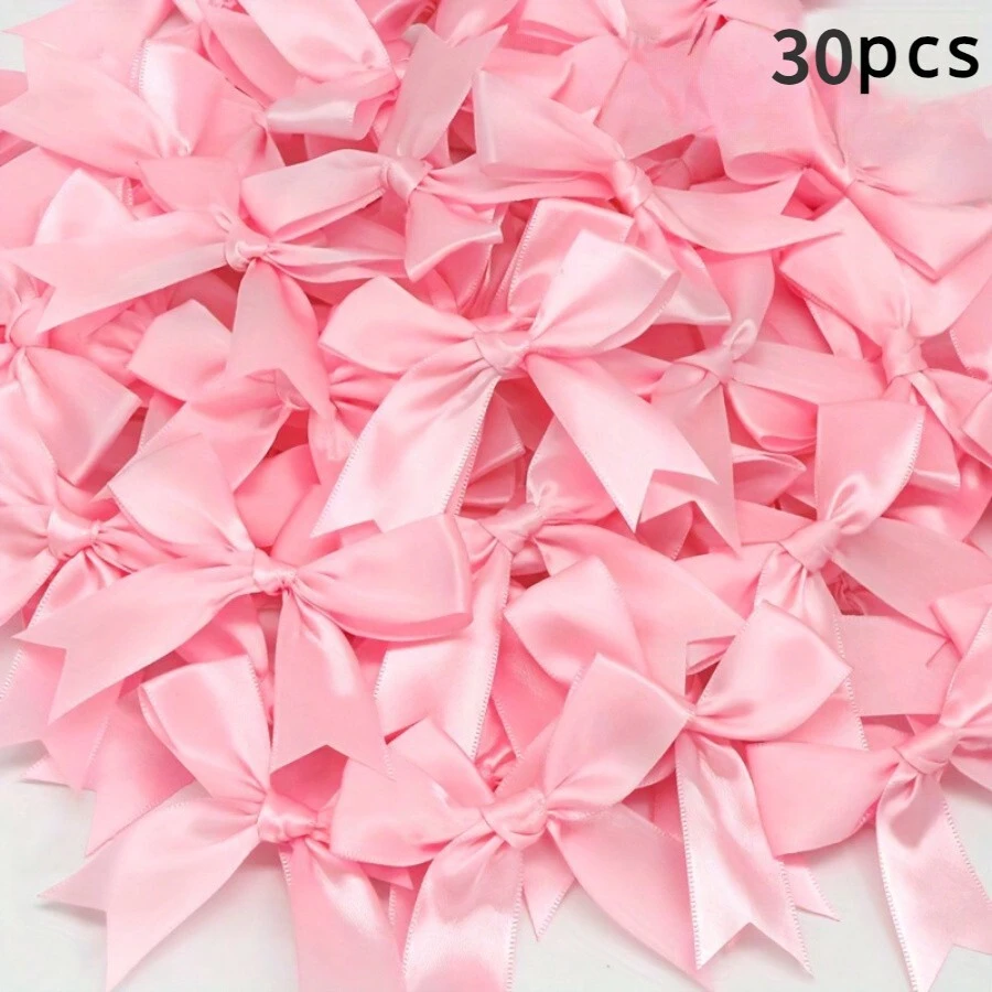 30pcs Handmade Satin Ribbon Bowknot & Small Flower For Gift Wrapping, Clothing, Lingerie, Accessories And Decor In Gift Box - Multicolor - View 1