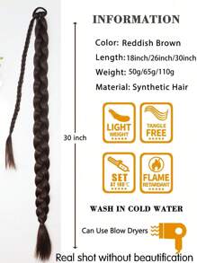 18英寸/26英寸/30英寸长直马尾假发，编织合成发，配柔软发圈，适合日常使用