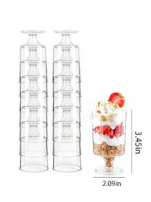 10入組雪糕蛋糕座杯，透明果汁杯適用於水果和蛋糕，不含匙。適用於冰淇淋、慕斯、布丁、高杯、小杯、派對和聚會的甜品杯。 - 無色 - 查看 2