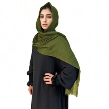 1 件时尚纯色轻质亚麻头巾，柔软舒适，适合冬季秋季日常穿着和装饰 - 彩色 - 查看 17