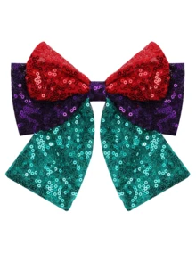1pc Large Shiny Colorful Sequin Bow Hair Clip, Cute Princess Sweet Hair Accessory For Kids, Suitable For Party Wear - 彩色 - 查看 5