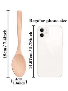 4 STÜCK unbehandelte Holzhonig-Löffel für Tee, 19cm Holzlöffel zum Essen, Buchenholz-Tafellöffel für Speisen, Dessert, Milch, Kaffee und Suppe, kleine hölzerne Servierbestecke als Weihnachtsgeschenk - Aprikosenfarben - Übersicht 2