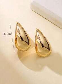 2-4pcs/Set Exaggerated Fashion Teardrop Shape Hoop Earrings Set, Large& Medium, European And American Hiphop Jewelry