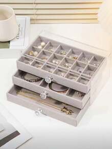 1pc 3 Layers 18 Grids Drawer Type Storage Box, Simple Large Capacity Transparent Plastic Multi-Grid Jewelry Box, Gender Reveal Party, Perfect For Birthdays, Weddings, Parties, The Perfect Gift For Colleagues, Friends, And Family, Back To School