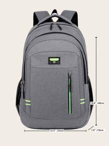 Mochila Estudiantil de Gran Capacidad Estilo Universitario para Mujeres, Adecuada para Escuela Secundaria, Preparatoria, Universidad - Gris - Ver 5