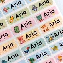 100pcs Custom Name Stickers For School Stationery, Various Cartoon Animal Labels, Waterproof Personalized Labels - Multicolor - View 6