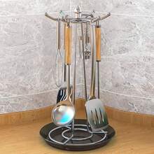 1 厨房旋转铲刀收纳架带沥水盘，可存放勺子、铲子、打蛋器等厨房用具 - 彩色 - 查看 7