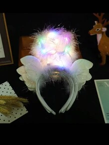 1 件/4 件 LED 发光天使发箍仙女照片闪光头带灯，适合在黑暗中发光霓虹狂欢派对狂欢节女性成人生日圣诞礼物派对用品，圣诞节 - 彩色 - 查看 6