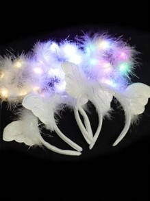 1 件/4 件 LED 发光天使发箍仙女照片闪光头带灯，适合在黑暗中发光霓虹狂欢派对狂欢节女性成人生日圣诞礼物派对用品，圣诞节 - 彩色 - 查看 5