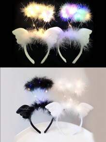 1 件/4 件 LED 发光天使发箍仙女照片闪光头带灯，适合在黑暗中发光霓虹狂欢派对狂欢节女性成人生日圣诞礼物派对用品，圣诞节 - 彩色 - 查看 12