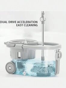 Spin Mop And Bucket System With Wringer For Floor Cleaning, Floor Mop Bucket With Stainless Steel Handle, Mop With Spin Bucket And 3 Microfiber Mop Heads - 彩色 - 查看 6