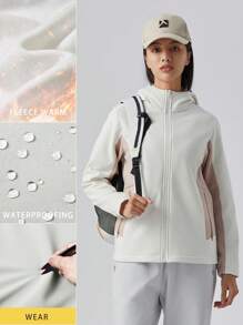 TECTOP Women Waterproof Jacket Hooded With Fleece Warm Coat Mountain Raincoat Windbreaker