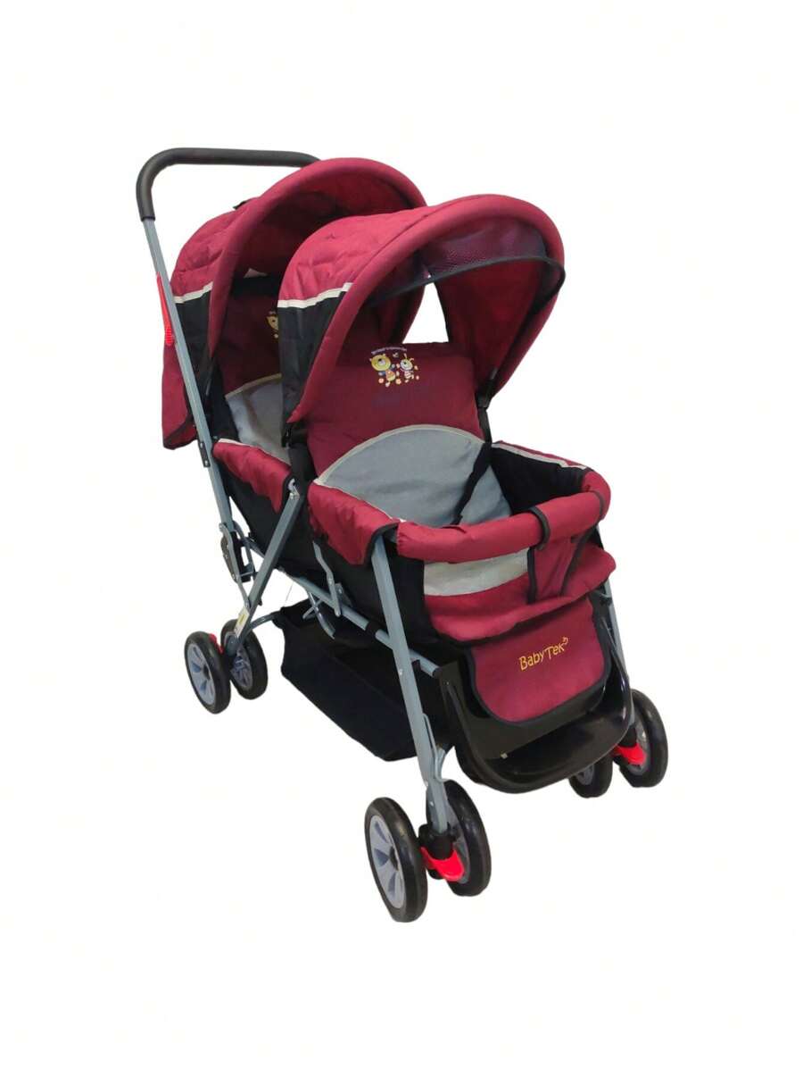 Carriola Doble para Bebe y Niño Gemelar Plegable 8 llantas - Rojo - Ver 1