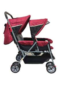 Carriola Doble para Bebe y Niño Gemelar Plegable 8 llantas - Rojo - Ver 2