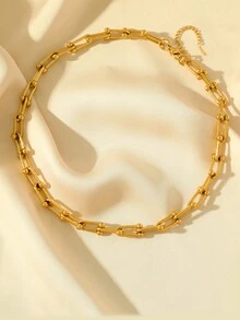 RAYQUEEN Stainless Steel Chain Necklace + Bracelet Set, Hip-Hop Street Style Design, Suitable For Daily Wear - Necklace + Bracelet Set - View 4