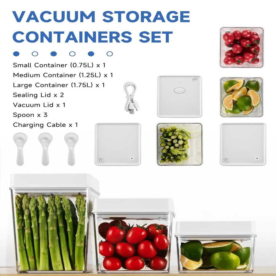 Upgraded Vacuum Seal Containers Set, Vacuum Airtight Food Storage Containers With Spoon, 100% Leak-Proof Kitchen And Pantry Organization, Keep Food Fresh Longer,Snack Containers - White - View 1