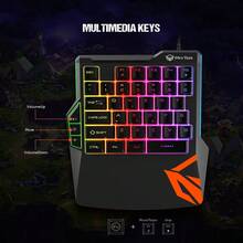 Portable One-Handed Keypad For Gaming, Left-Hand Design With Palm Rest And RGB Lighting, High-Quality Wired Membrane Keyboard, USB Connectivity, Compatible With Windows/IOS/ - Black - View 6