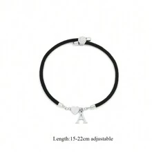 1 pezzo Nuovo pendente iniziale in acciaio inossidabile Braccialetto regolabile in corda per donne