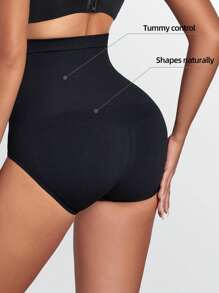 4pcs Solid Color Seamless High-Waisted Tummy Control Butt Lifter Women's Underwear