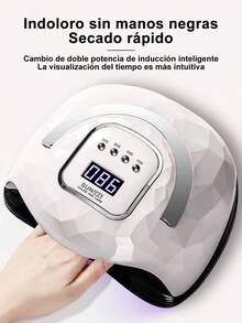 Lámpara de curado con luz de uñas, lámpara de curado, lámpara de cocción de pegamento para esmalte de uñas para el hogar, actualización de secado rápido, luz azul, luz suave, no daña los ojos, secador de lámpara LED, lámpara de horneado, inducción infrarroja, sincronización de 3 engranajes, salón de uñas, herramientas domésticas especiales que usan inducción infrarroja de uñas, 4 niveles, cronometraje de 180 grados, sin lámpara de curado de uñas de ángulo muerto, - Blanco - Ver 1