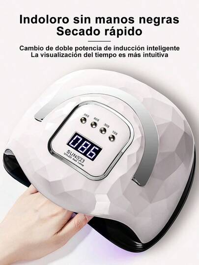 Lámpara de curado con luz de uñas, lámpara de curado, lámpara de cocción de pegamento para esmalte de uñas para el hogar, actualización de secado rápido, luz azul, luz suave, no daña los ojos, secador de lámpara LED, lámpara de horneado, inducción infrarroja, sincronización de 3 engranajes, salón de uñas, herramientas domésticas especiales que usan inducción infrarroja de uñas, 4 niveles, cronometraje de 180 grados, sin lámpara de curado de uñas de ángulo muerto,