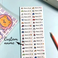 100pcs Customized Name Stickers With Cartoon Animals For School Stationery, Waterproof Personalized Labels, Waterproof, Seal, No-Iron, Reusable, Adhesive Exquisite, Cute, Adorable, Colorful Custom, Personalized, Unique Ideal Gifts For Him Her, Family, Friends, Son, Daughter, School Students, Kids For Anniversaries, For Children's Day, For Birthdays School, Home, Valentine Day, Valentine Day Decor Graduation