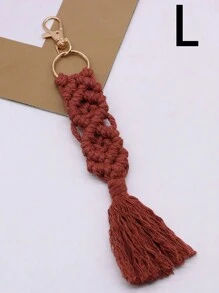 1pc Minimalist Woven Keychain For back to school - Khaki - View 25