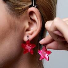 1 Pair Vibrant Hibiscus Flower Earrings - Star Flowers - View 6
